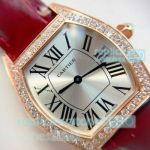 Best Replica Cartier Tortue De Swiss Quartz Watch Rose Gold with Diamonds